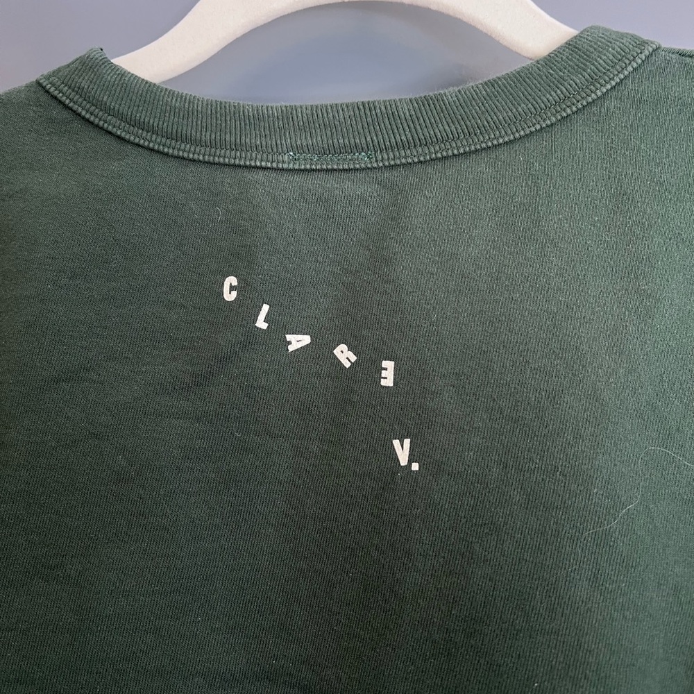 Clare V Oversized Forest Green "OUI" Graphic Sweatshirt XL - Picture 5 of 10